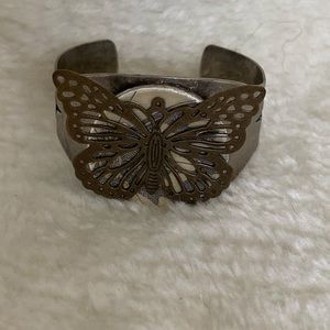 Metal Found Object Butterfly Bracelet